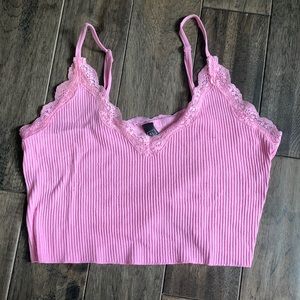 Pink ribbed crop top